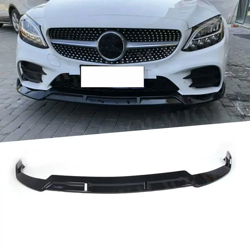 

Carbon Fiber Front Bumper Lip Spoiler for Benz W205 C43 AMG C200 C300 only Sport Bumper 2014-2019 not for C63 ABS Three-section