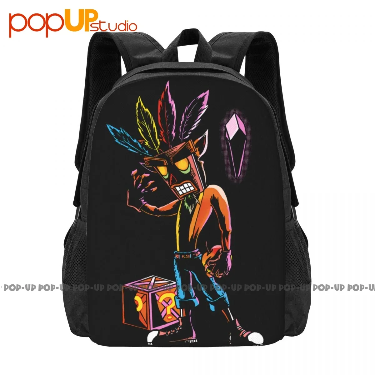 

Crash Bandicoot Aku Aku Mask Backpack Large Capacity Print Swimming Shopping Bag School Sport Bag