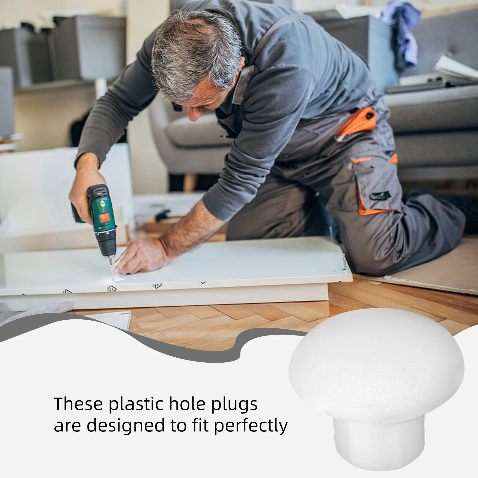 500Pcs Plastic Round Hole Plugs Furniture Screw Covers White 5mm Decorative Caps for Cabinets Shelves Screw Caps White