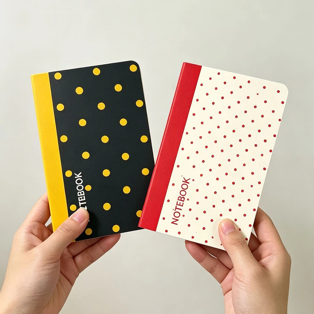 Wave dot color contrast blank portable pocket notebook, student minimalist notebook with high aesthetic value, office record