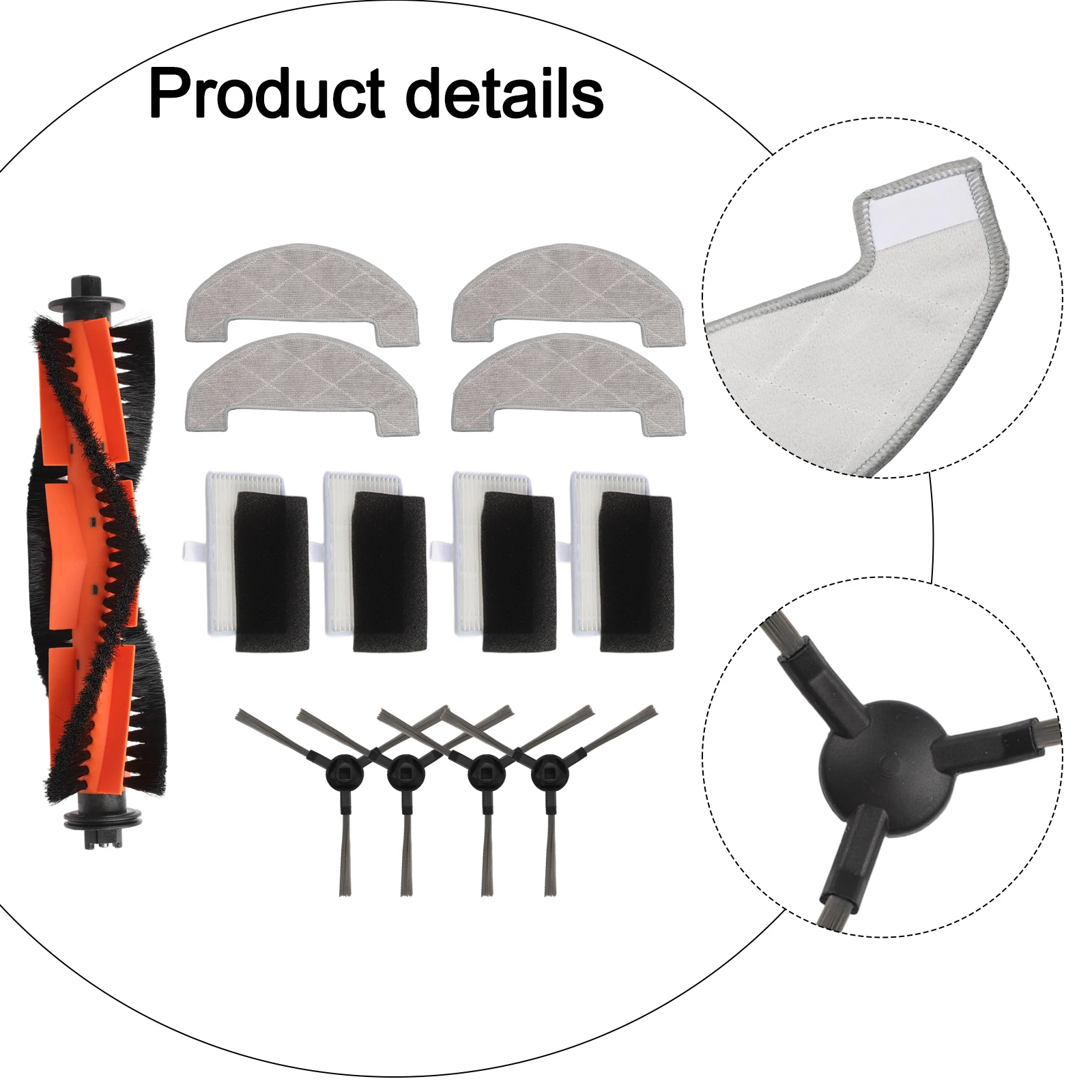 

Набор аксессуаров для уборки дома: боковая щетка, сменный высокоэффективный фильтр, нейлоновая чистящая щетка