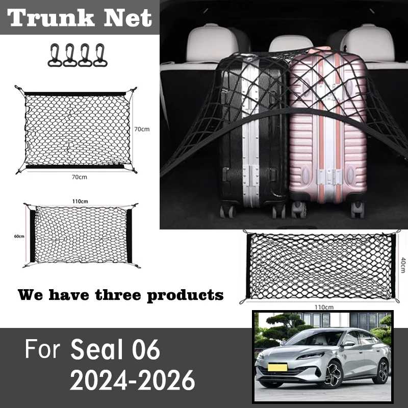 Car Back Rear Trunk Storage Net For BYD Seal 06 Accessories 2024-2026 Mesh Auto Organizer Pocket Bag Cars Trunk Organizer Nets