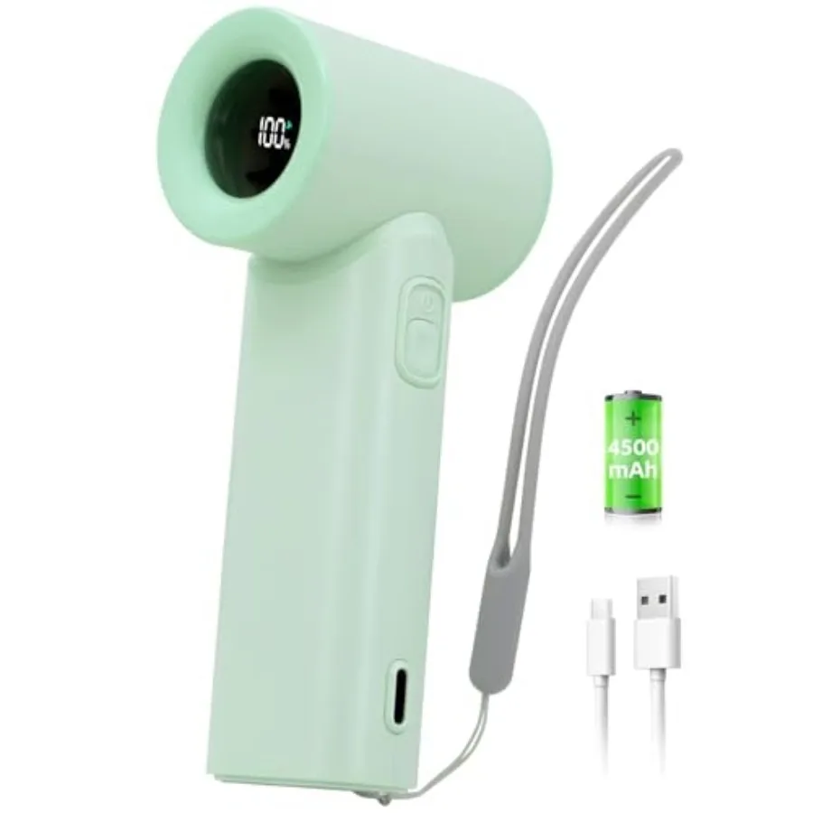 

Portable Handheld Turbo Fan 17400RPM High Speed Turbo Mini Fan [15H Max Cooling Time], 4500mAh, 5 Gear Wind, LED Display, USB R