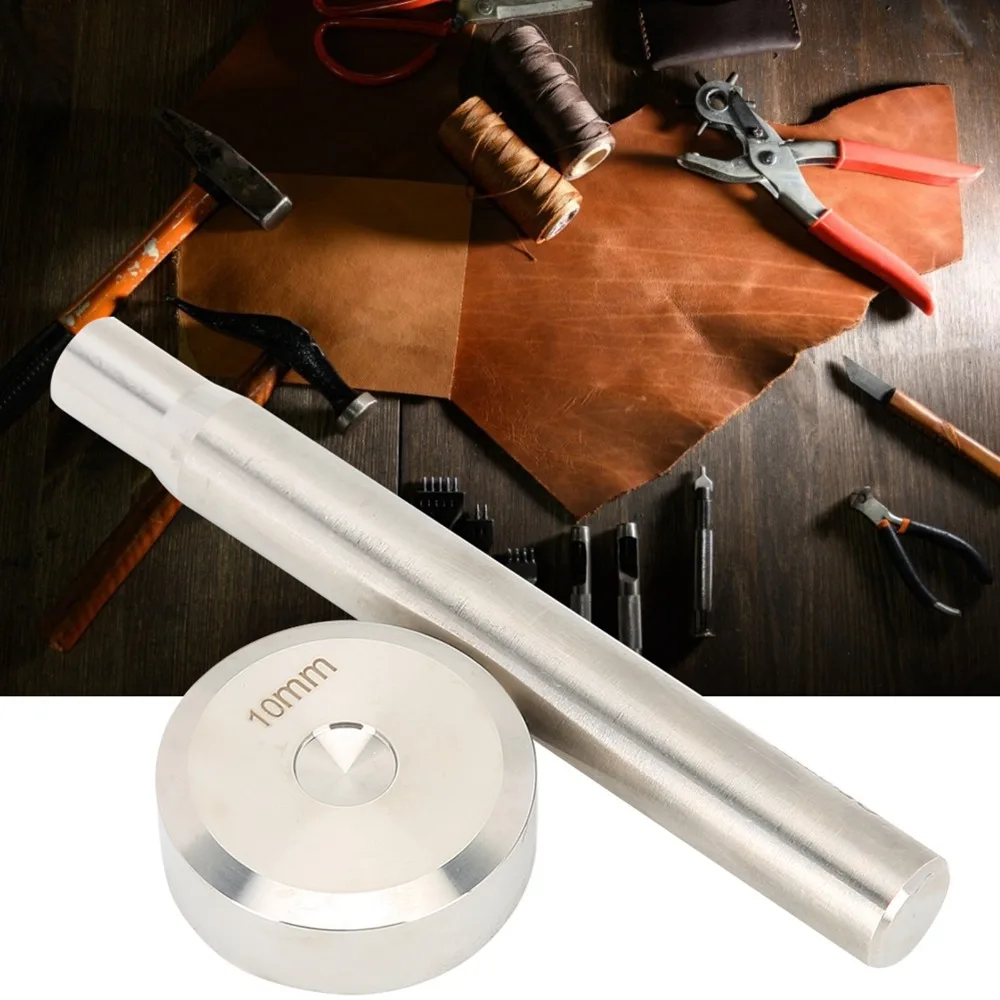 10mm Size Rivet Setting Tool Kit Stainless Steel With Base Double-Sided Rivet Setter Double-Sided Design Die Punch Tool
