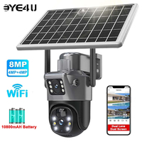 4K 8MP Dual Lens Solar Camera Outdoor Security WiFi Surveillance Cameras With Solar Panel PIR Human Detection PTZ CCTV Camera