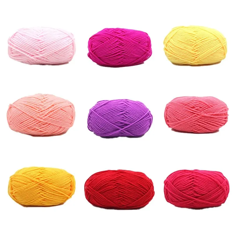 5 Strands of Milk Cotton Acrylic Yarn Large Mini Yarn Skeins Assorted Colors Crochet Knitting Pompoms and Crafts