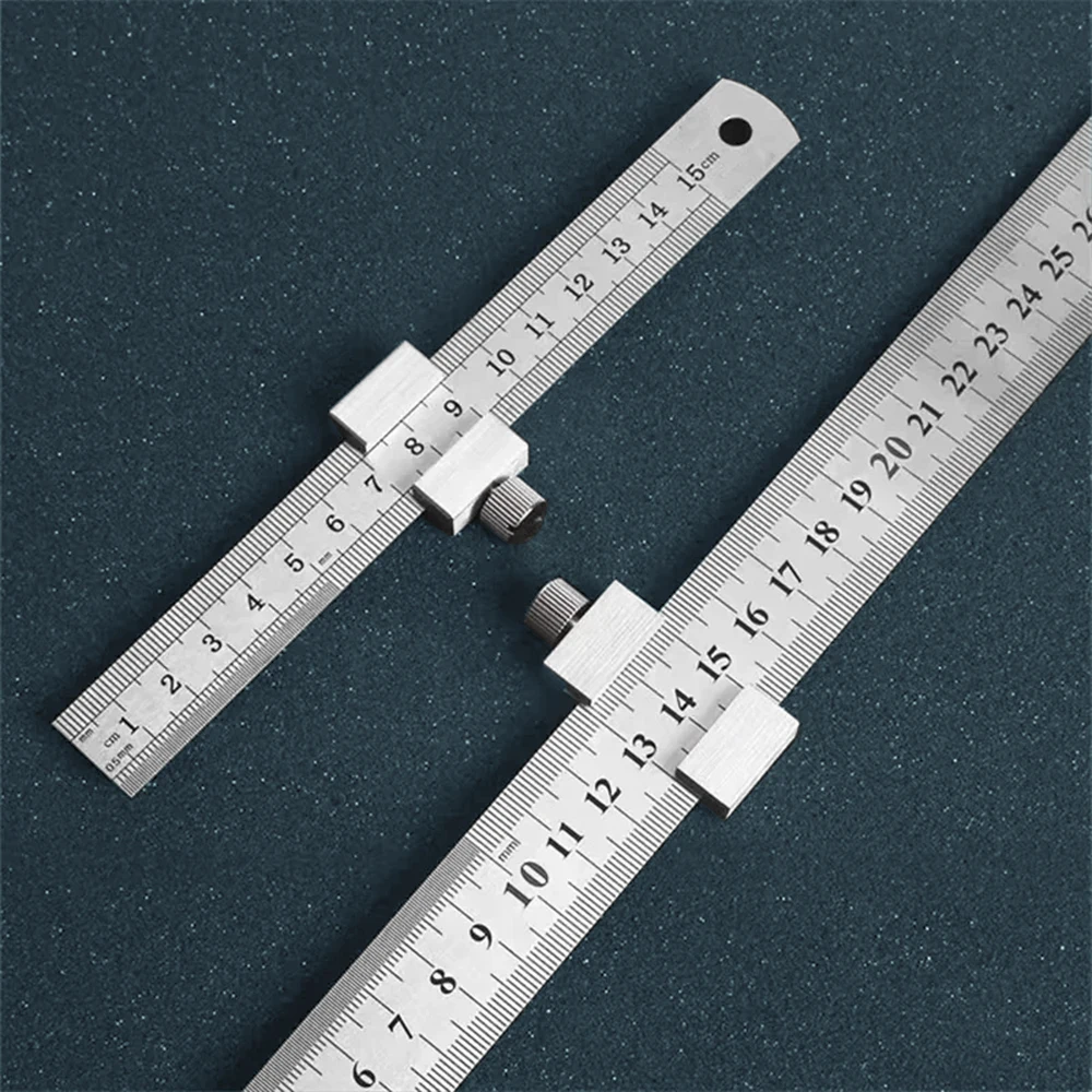 Woodworking Tools Measuring Marking Gauge, Metal Carpentry Square Ruler with Positioning Limit Block LA-AA91