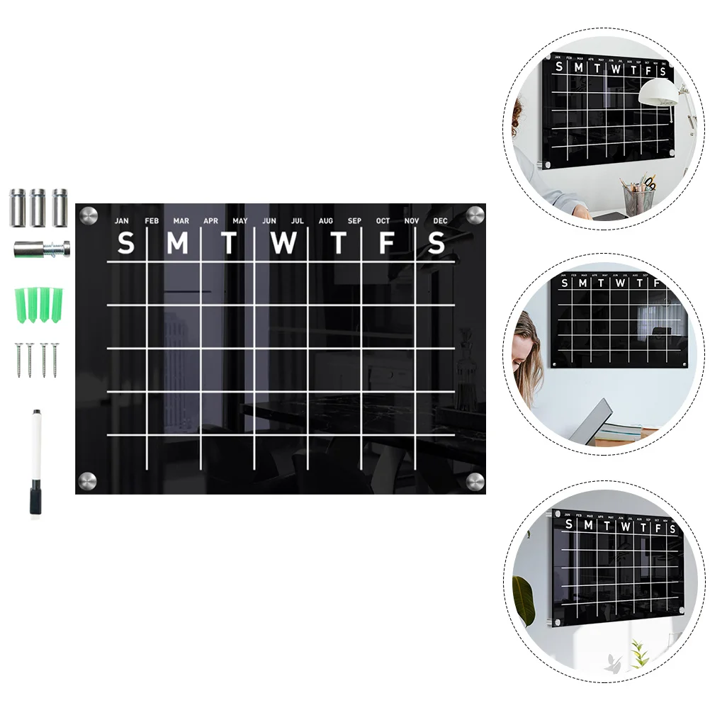 

Acrylic Wall Calendar 1Set Weekly Dry Erase Board Hanging Memo Planner Message Sign Decorative Practical Home Office