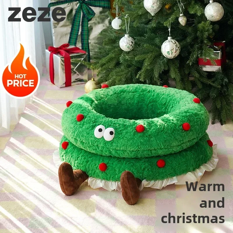 

zeze@ Winter Warm Open Nest for Small Dog and Cat, Chinese Famous Brand, Christmas Costumes, Pet Pad, Wreat Cat, Winter