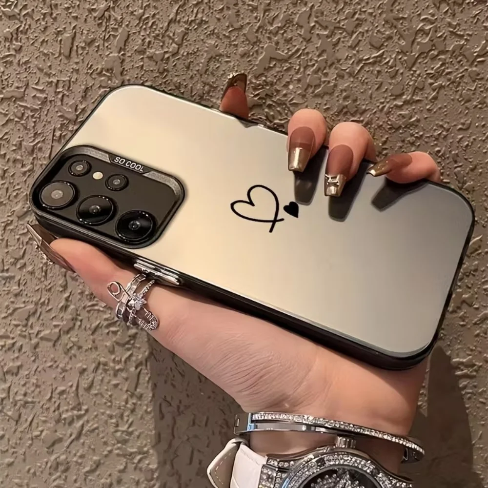 Colorful Silver Personality Phone Case For Samsung Galaxy S26 Edge S25 S24 S23 S22 S21 S20 Ultra Plus FE imple Love Heart Cover