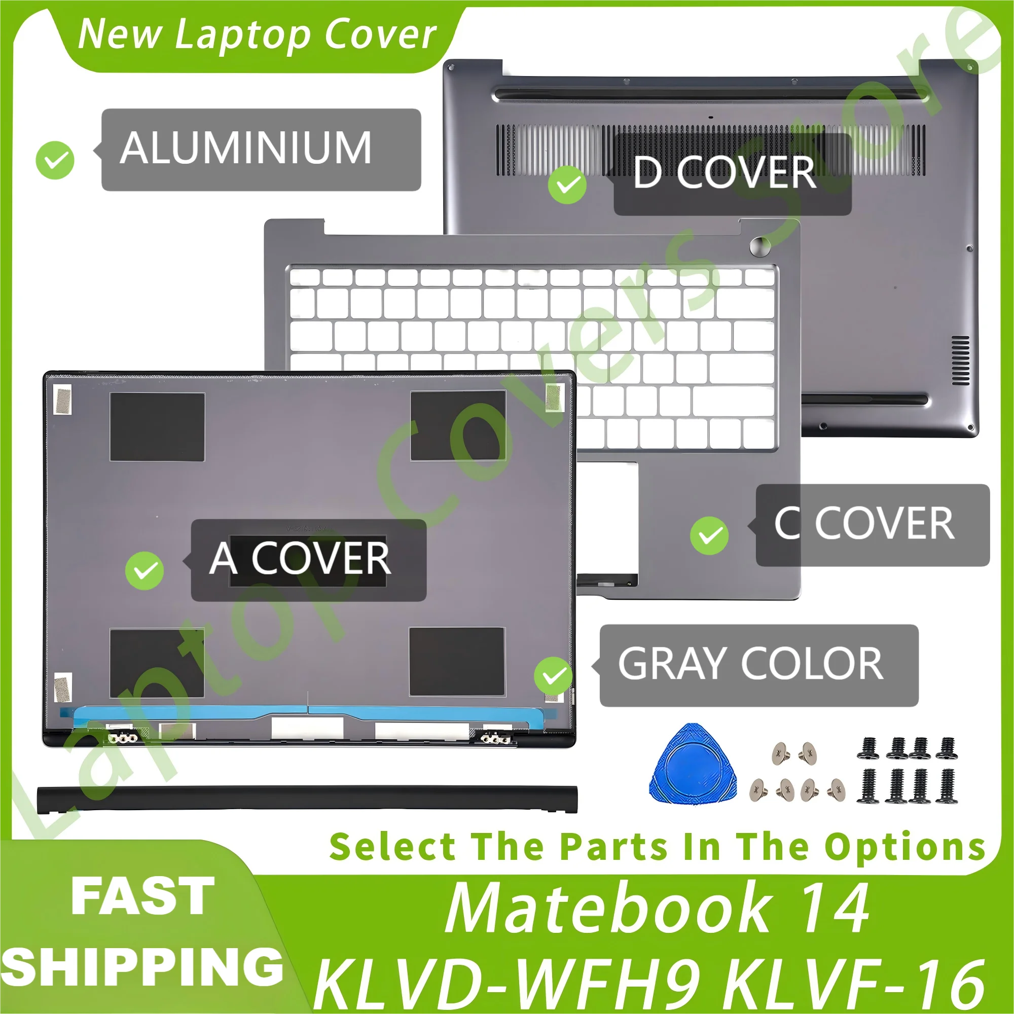 

PC Parts For Matebook 14 KLVD KLVD-WFH9 2021 KLVF-16 2022 KLVG-32 2023 LCD Back Cover Palmrest Bottom Replace Gray/SILVER