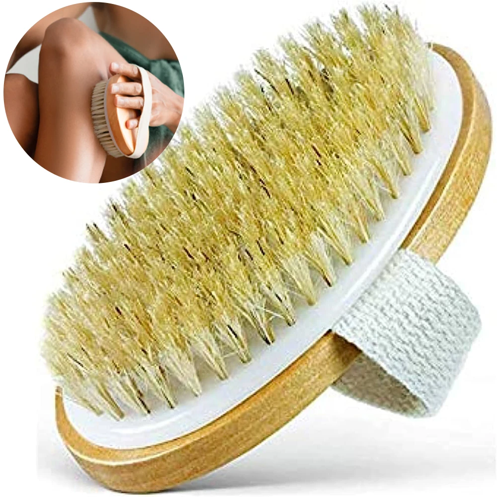 

1pcs Natural Bristle Brush Soft Wet Dry Skin Body SPA Brush Bath Massager Body Exfoliating Scrub Brush Woman Man Skin Care Tool