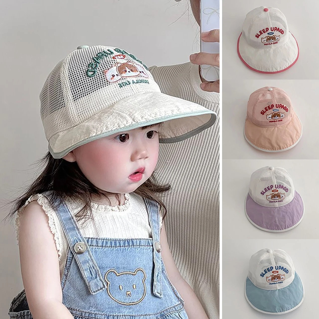 

Lace Ruffle Princess Sun Hat Hollow Breathable Girls Duck Tongue Cap Summer Children Sunshade Visors 6-24Month Baby Peaked Hats