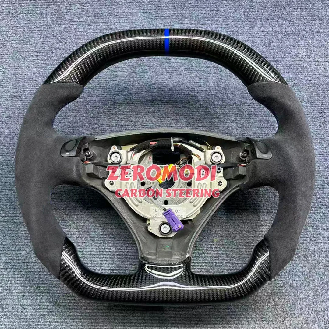 D Shape Steering Wheel Replacement Real Carbon Fiber & Leather For Audi A4 B6 2000-2006 Interior