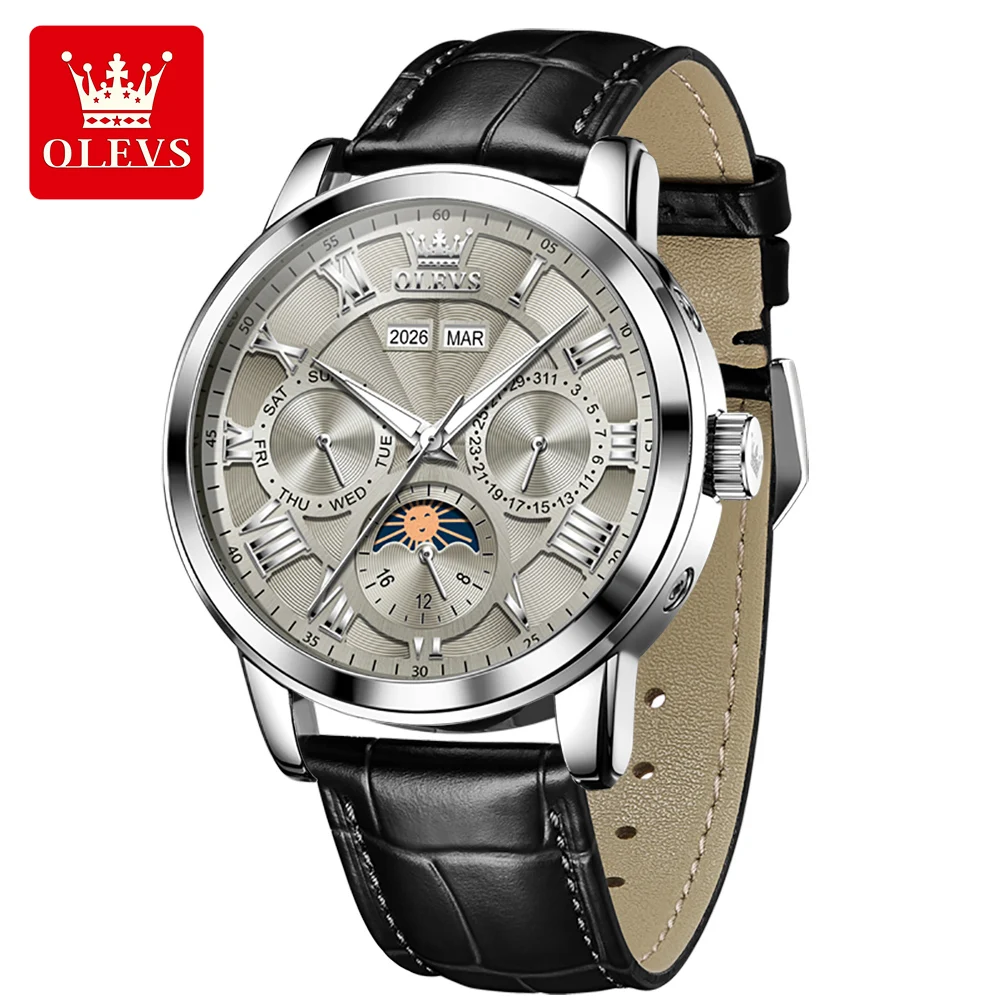 OLEVS 6785 New Mechanical Watches For Men Perpetual Calendar Multi-functional Automatic Mens Watches Moon Phase Luxury Man Watch
