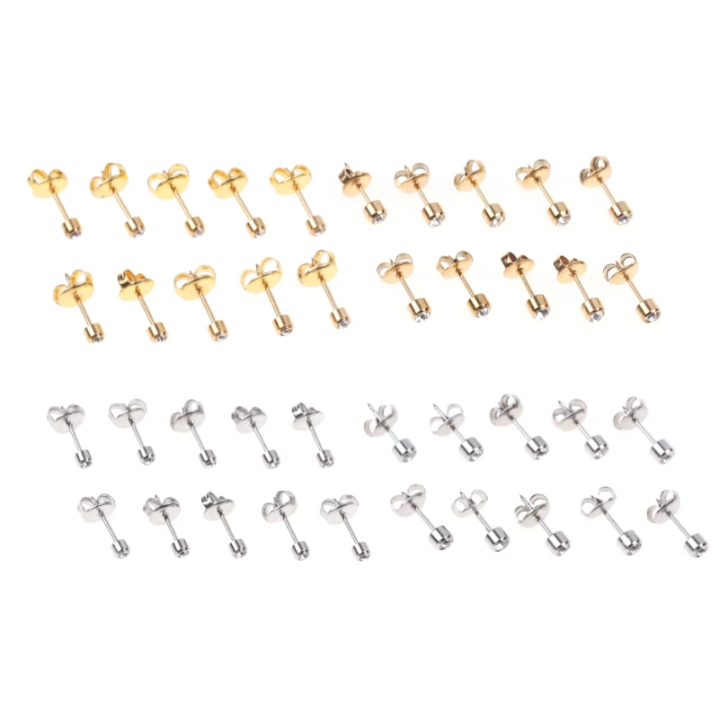 10Pcs Steel Surgical Piercing Ear Stud Earrings Jewelry for Piercing Gun Tool