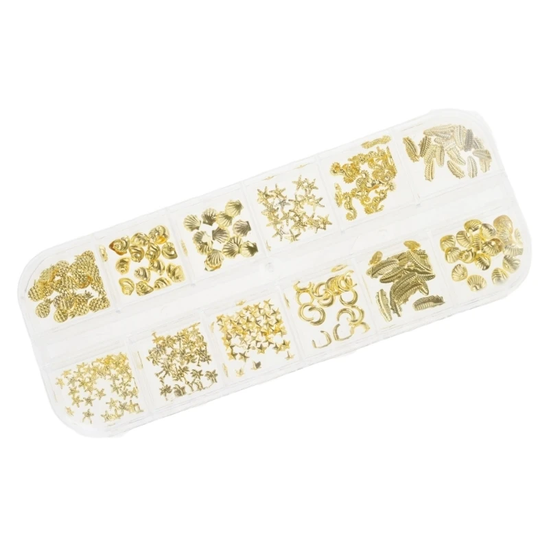 12 Grids/Box Mixed Glitter Golden Ocean Metal Charms Epoxy Resin Filling Material DIY Jewelry Crafts Resin Mold Filler
