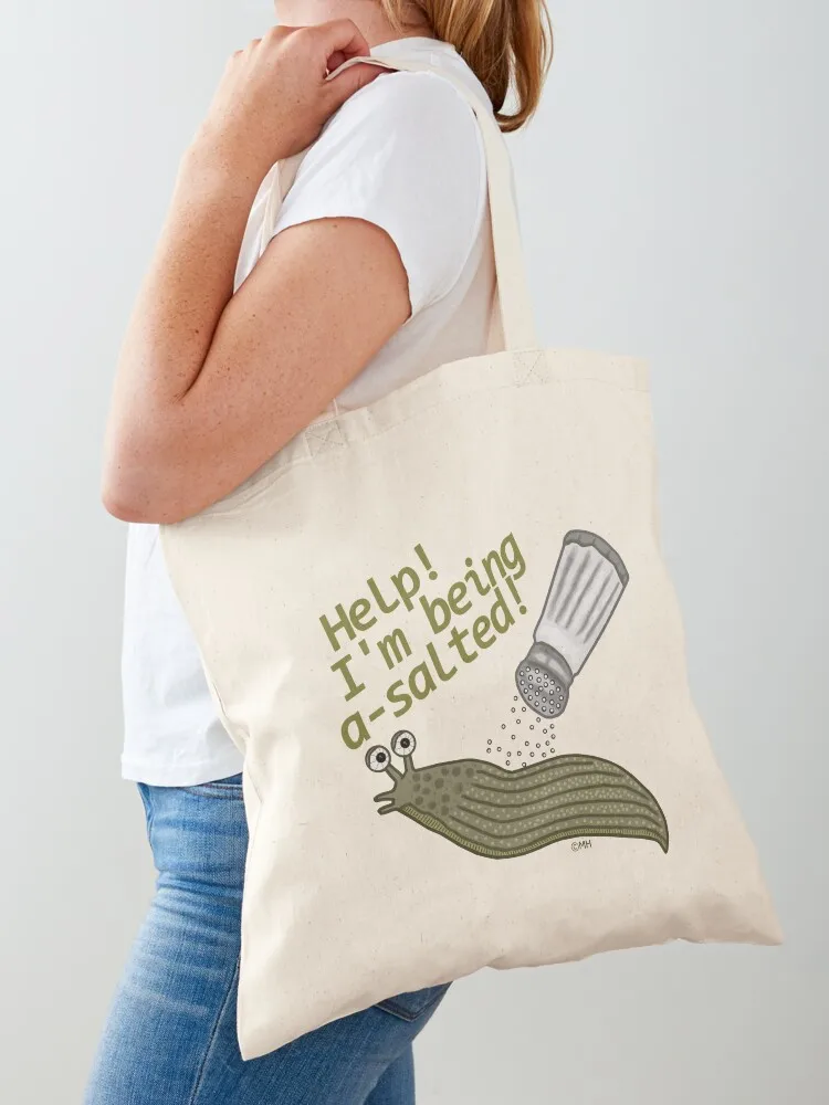 

A Salted Slug Pun Funny Tote Bag shopping bags foldable custom canvas bag university shopper bag Shopper
