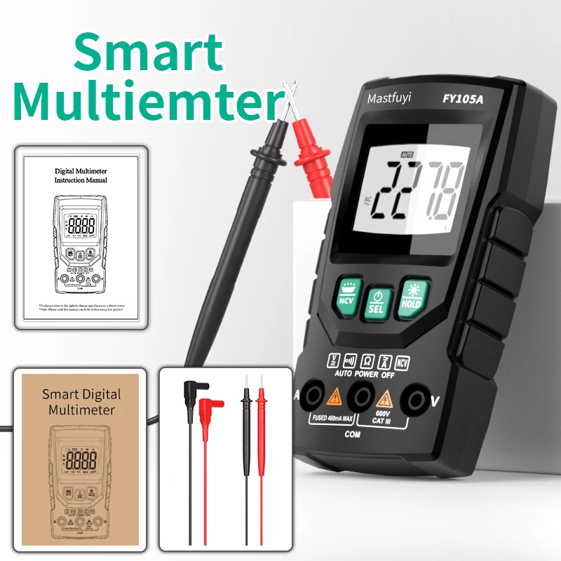 Multímetro Digital Inteligente Profesional Inteligente AC DC voltaje corriente rango automático Ohm Hz NCV probador herramienta de alta precisión