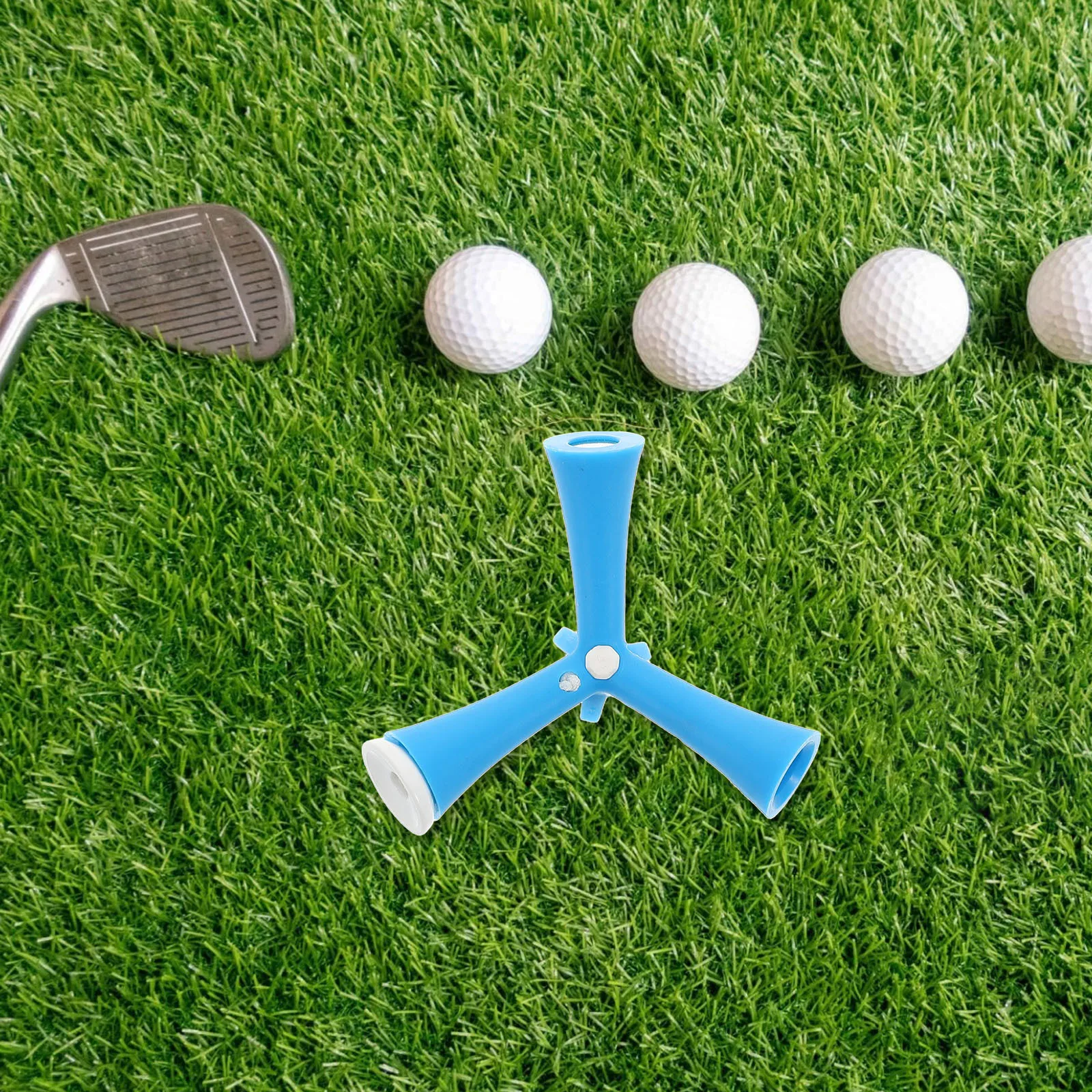 حامل كرة جولف قابل للتعديل بارتفاع قابل للتعديل، حامل كرة جولف محمول مضاد للطيران للتدريب في الأماكن المغلقة والخارجية، أزرق متعدد الوظائف #6