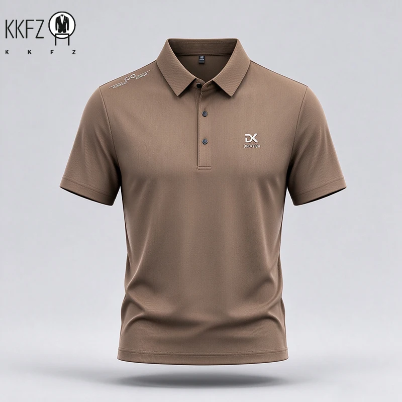 Summer Mens Lapel Embroidered Polo T Shirt Short Sleeve Comfortable Wrinkle Free Top For Business Daily Outfit