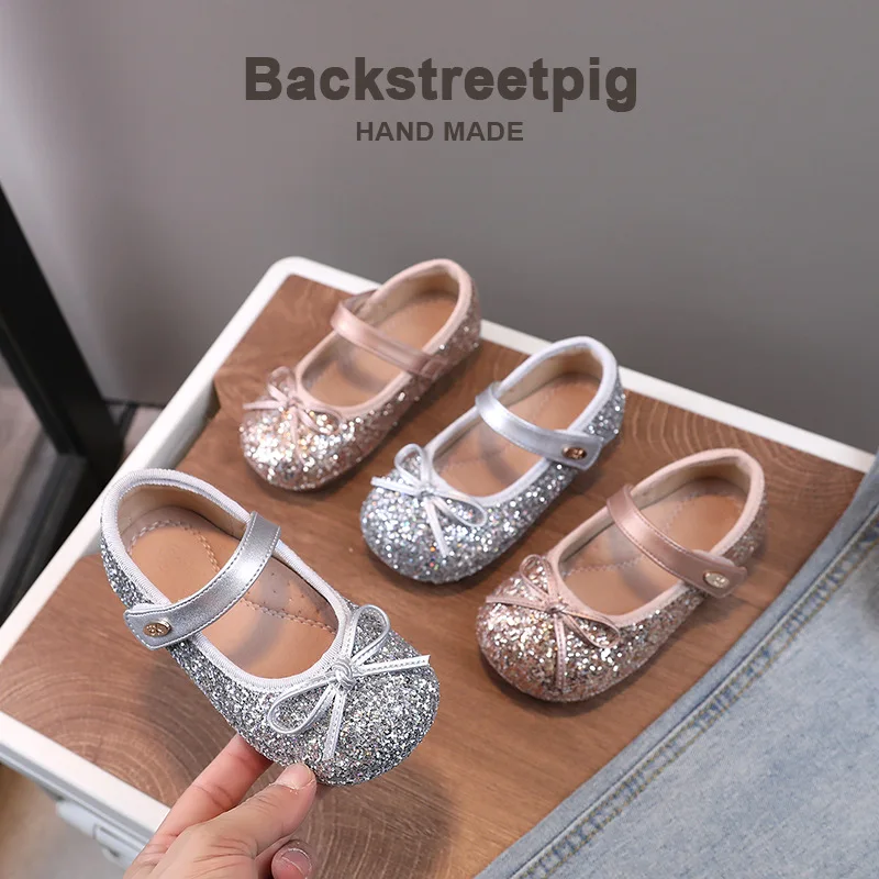 Girls Leather Shoes 24 Fall New Crystal Fashion Korean Children's Single Shoes Leather Non-slip Princess Shoes Children's Shoes