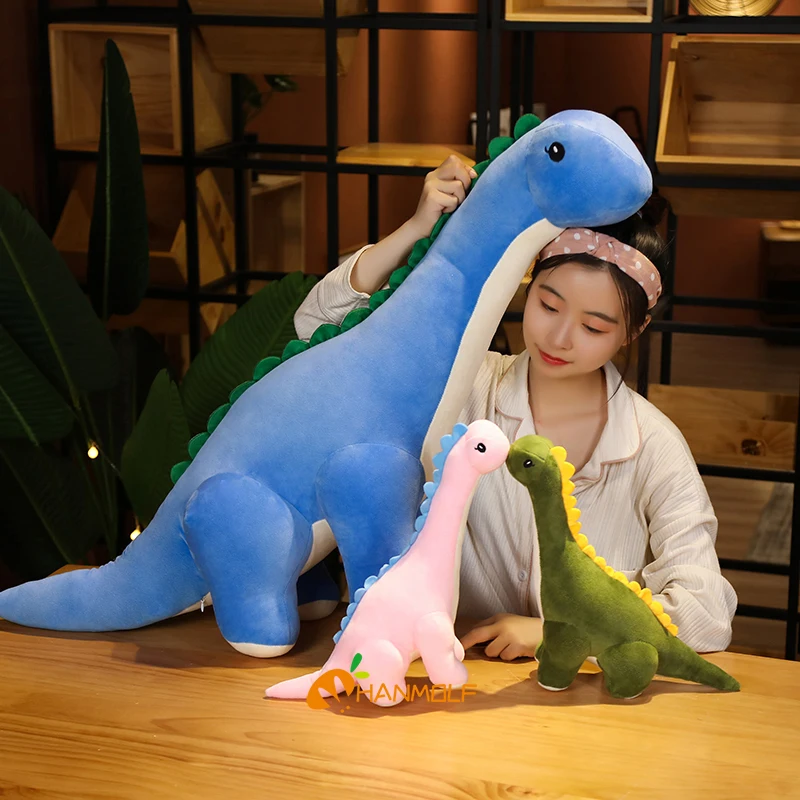 50~120cm Cuddly Dinosaur Tanystropheus Stuffed Toy Plush Dino Blue/Wine Red/Green/Pink Xmas Plushie Gift