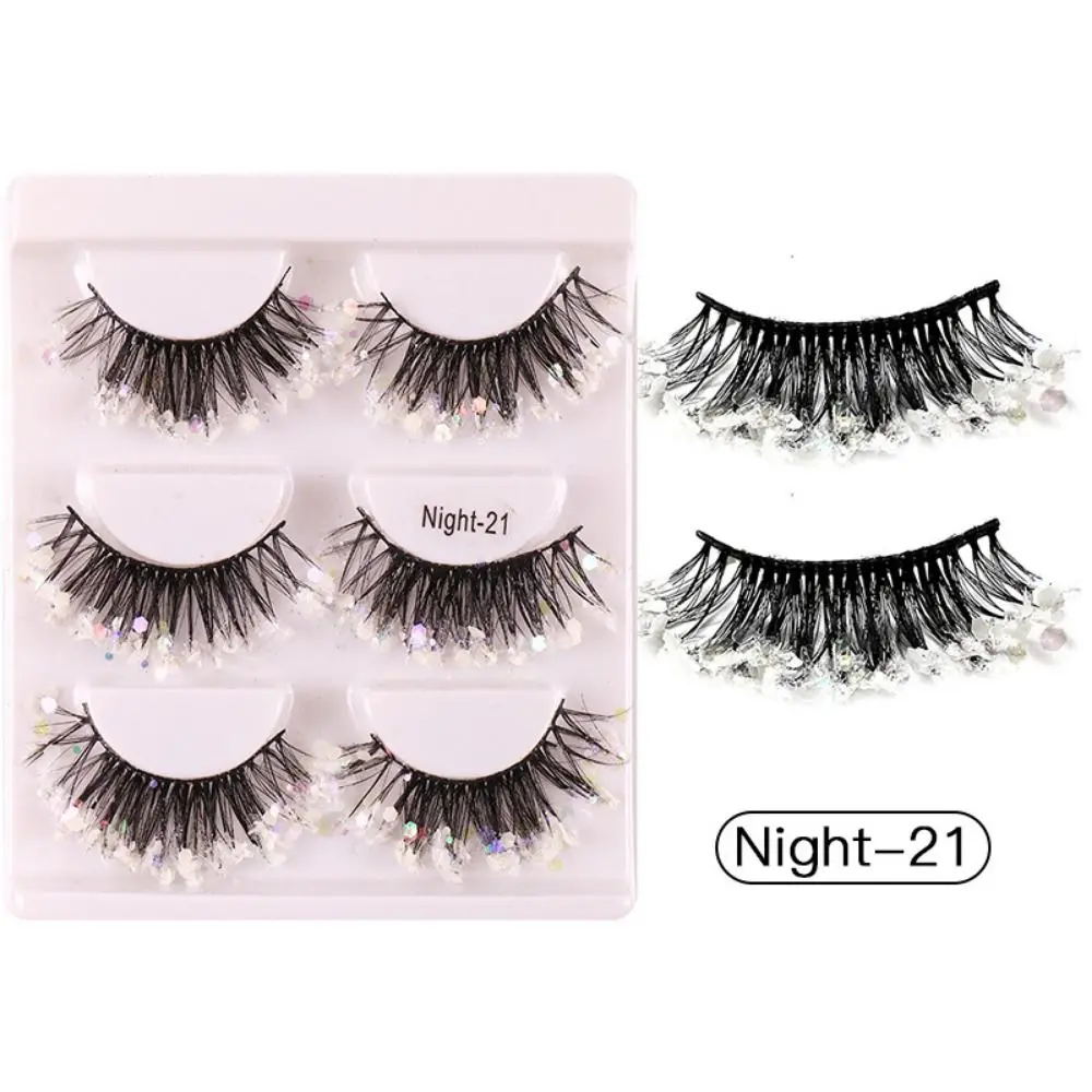 2 กล่องหนาหนาขนตา Glitter ขนตาสีเลื่อมเงา 3D ขนตาปลอม Lashes Extension ยุ้ย