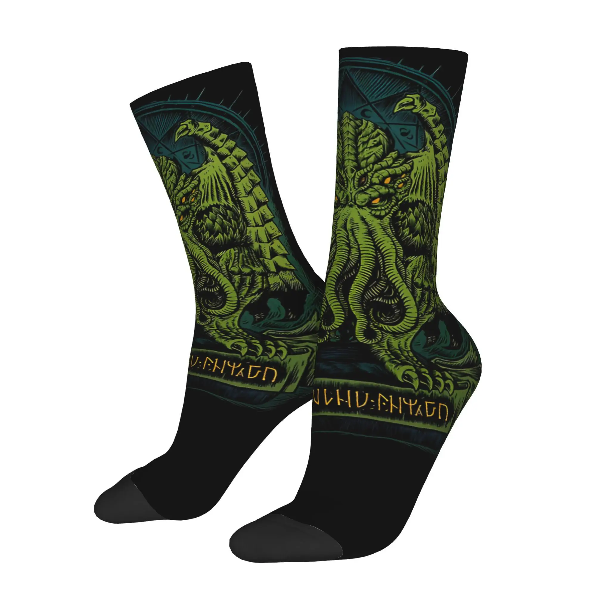 1pc Cthulhu Design  Printed Men's Socks Novelty Hip Hop Harajuku Pattern Crew Sock Casual Gift