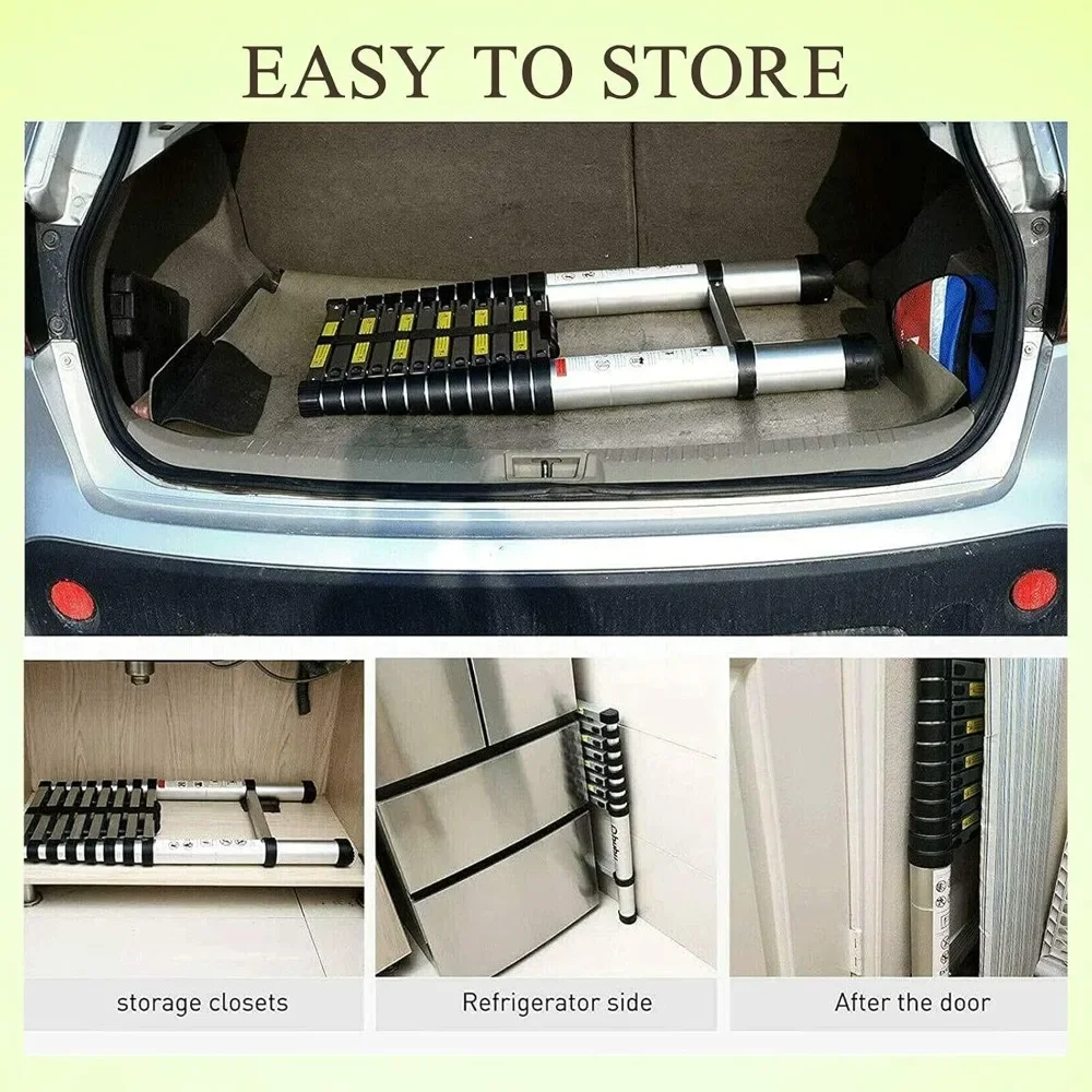 Scala di estensione in alluminio pieghevole per carichi pesanti - 16,5 piedi, 2 ganci rimovibili, superficie antiscivolo, uso multiuso