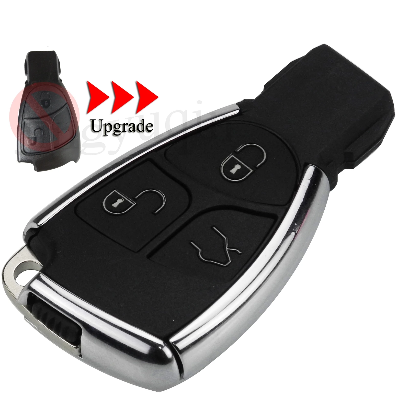 

jingyuqin 5PCS/Lot Upgrade Car Key Shell For Mercedes Benz B C E ML S CLK CL Chrome Style 3Buttons Remote Key Case Cover