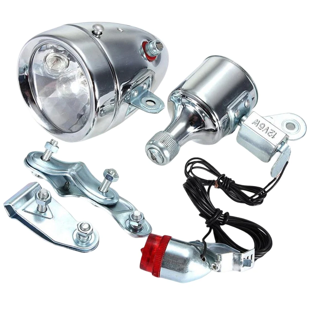 Bicycle Generator Electric Light AC12V 6W Aluminum Alloy Retro Headlight Tail Light Set Bike Dynamo Light Accessories