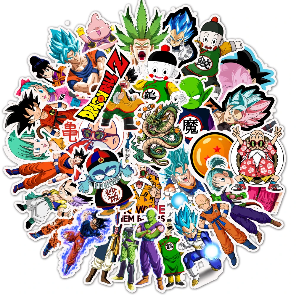 50pcs Dragon Ball Stickers Anime Cartoon Laptop Phone Guitar Skateboard Decoration Graffiti Sticker Fun Kids DIY Decal Gift Toy