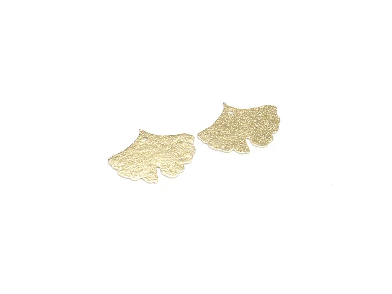 20pcs Gingko Leaf Earring Charms, Glitter Brass Findings, 14.8x20x0.5mm, Necklace Pendant, Jewelry Making R2277