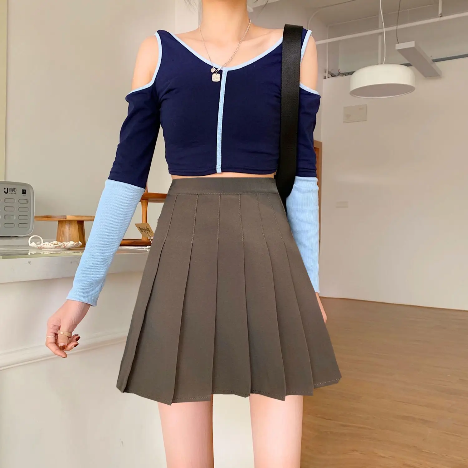 Plissierter Minirock mit Shorts für Damen, hohe Taille, A-Linie, Skater-Skort, Weiß, Schwarz, Rosa, sportliche Schuluniform, neue Mode, HotSale – Detail 26