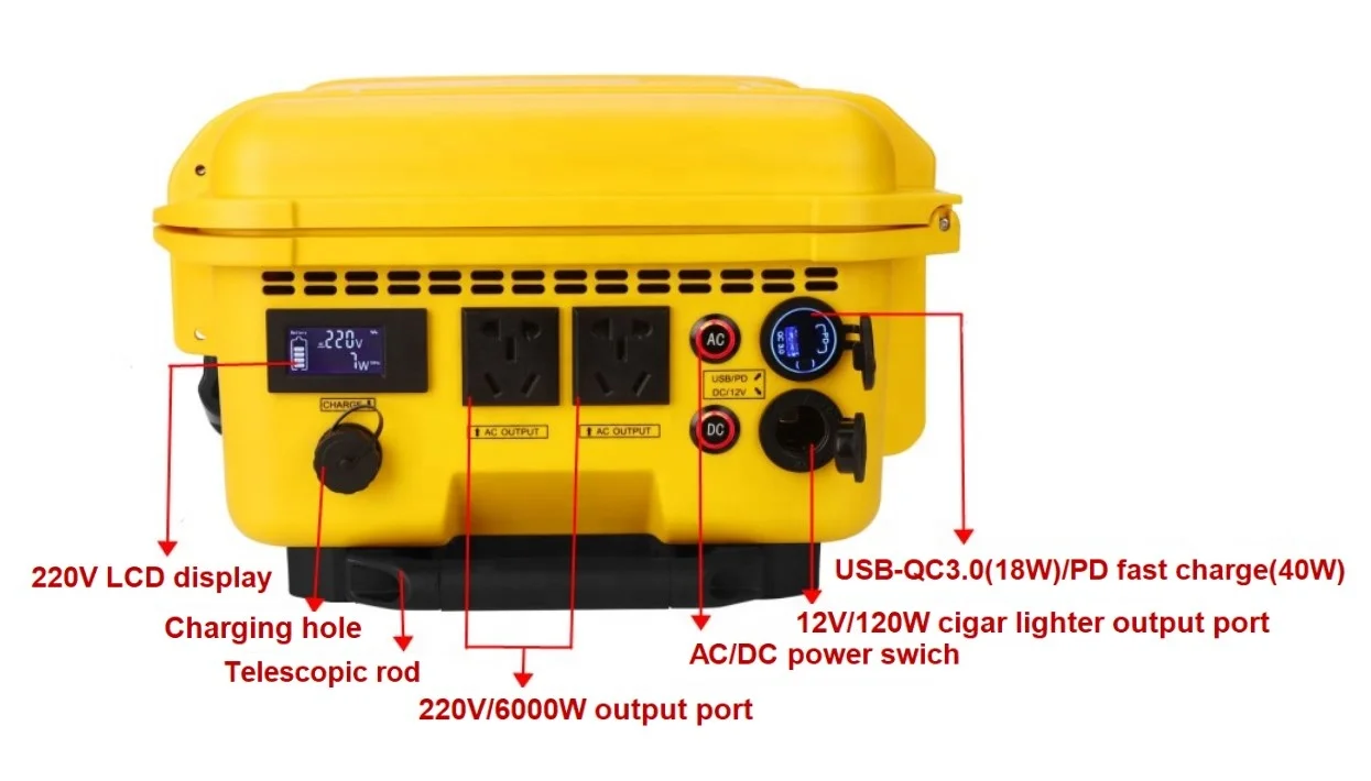 220v 230v 6000w 3127wh 6kw Portable Mobile Solar Rechargeable Power Stations Generator