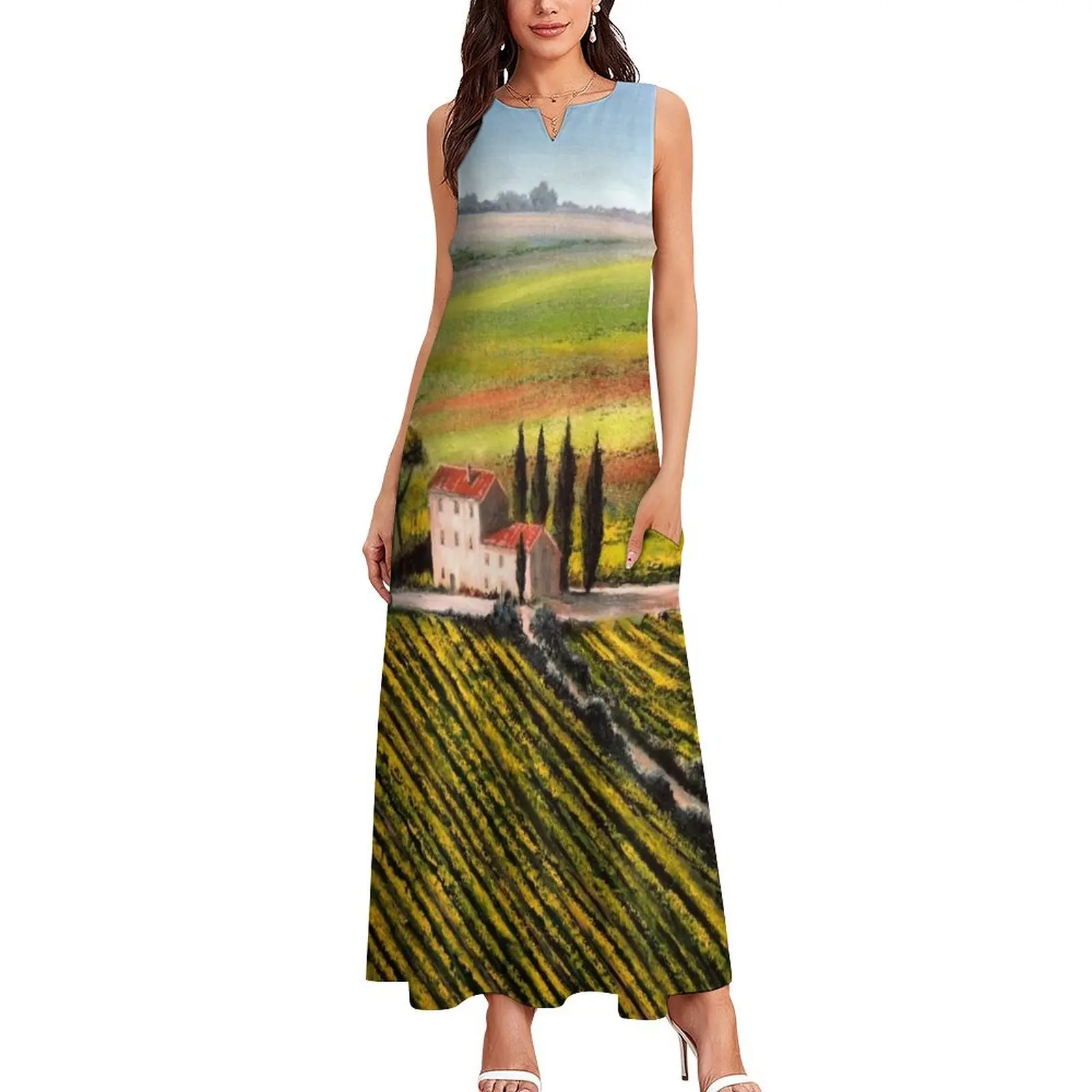 Tuscany - Vineyards Long Dress Women