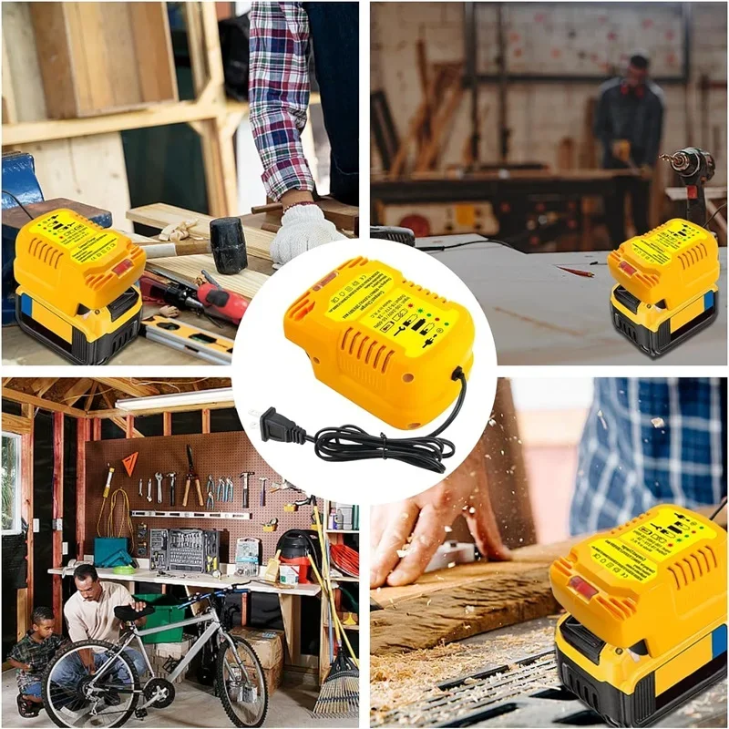 Mini Compact Battery Charger for Makita/Dewalt/Milwaukee/Bosch 18V Lithium Battery Portable Fast Charger with LED Light