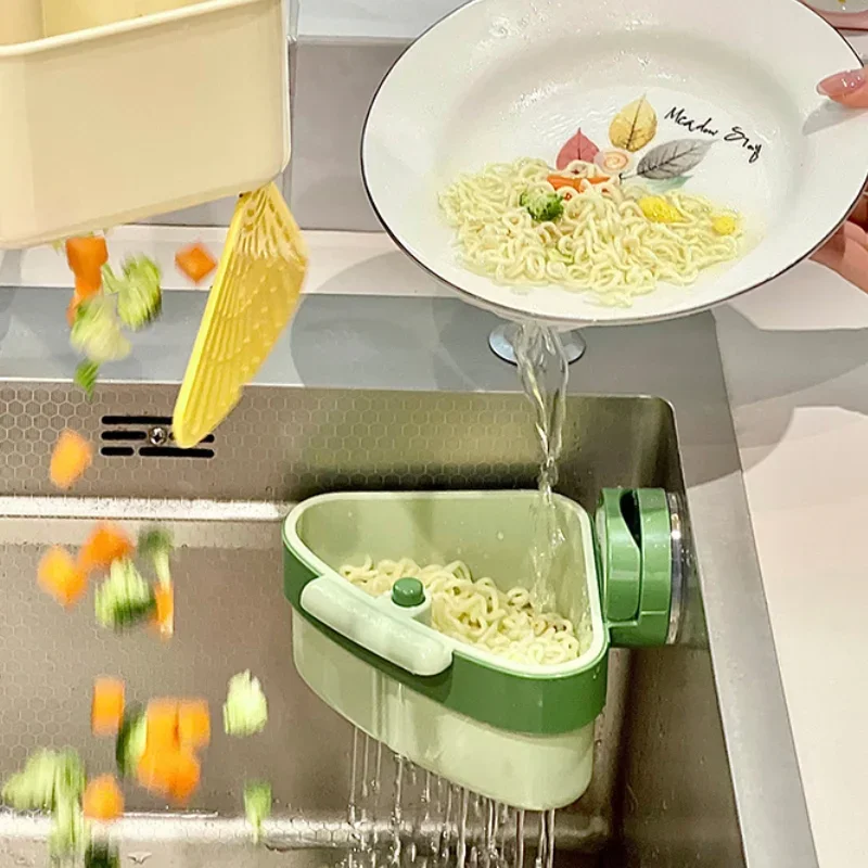 

Suction Cup Sink Corner Rack Strainer Quick-Drain Self-Cleaning Sink Strainer Basket Food Waste Catcher For Kitchen Sink