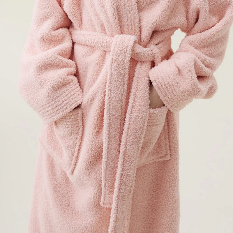 Lovers Extra Long Warm Flannel Bathrobe Plus Size Men Women Winter Coral Fleece Bath Robe Cozy Dressing Gown Spa Bride Sleepwear