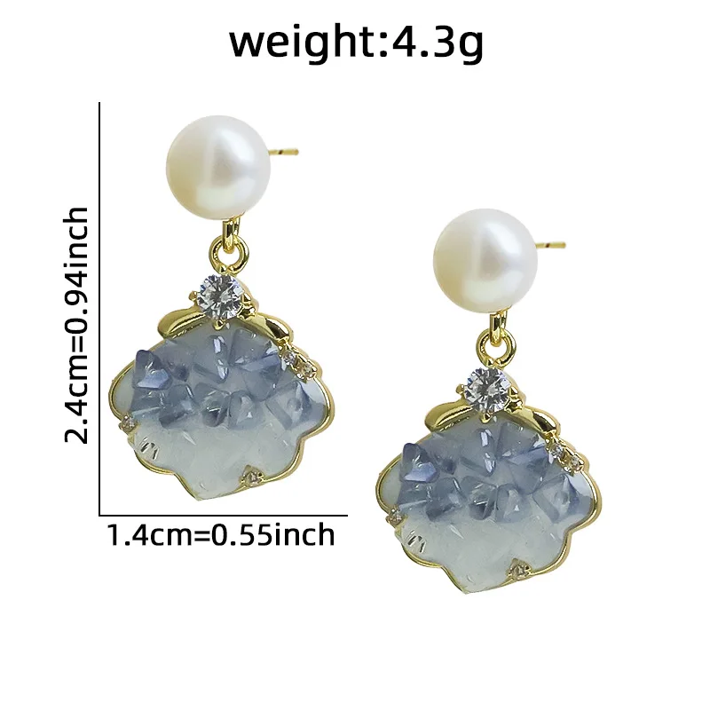 Luxury Crystal Pearl Maple Leaf Stud Earrings For Women High Sense Elegant Dangle Earring Ornaments Party Accessories Jewelry