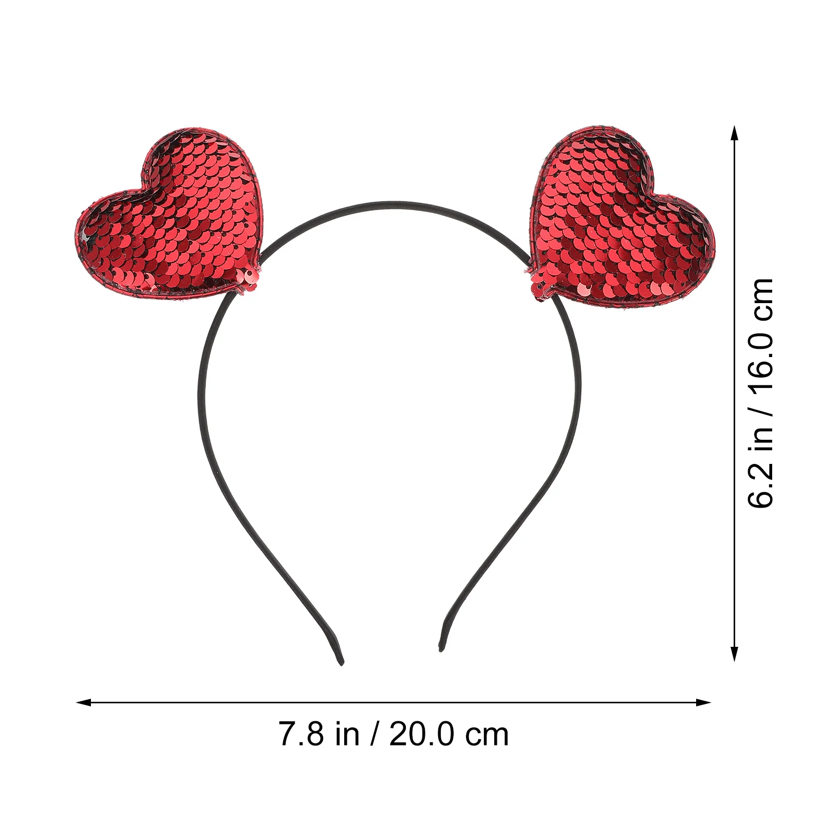 

Heart Shaped Headb Red Sequins Girls Hair Accessories Party Favors Birthday Girl Decoration Valentine Stage Performance