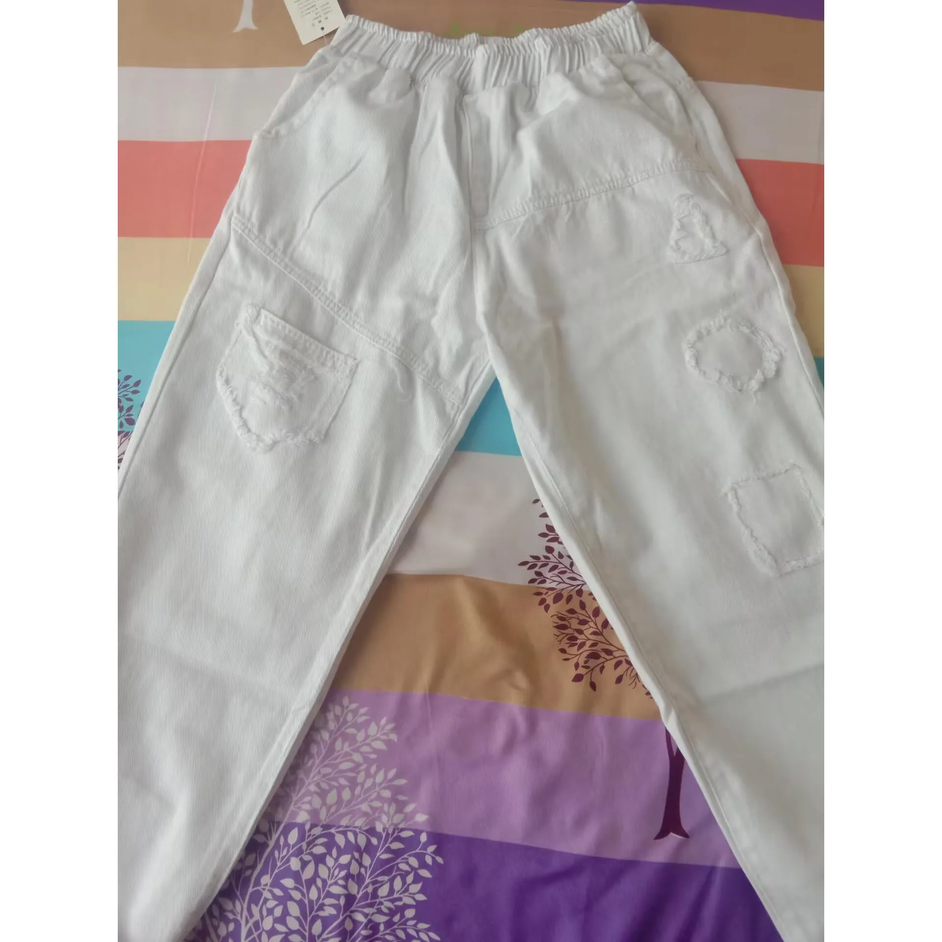 Fashion Jeans Women's Hole Patchwork Denim Pants Spring Summer New Ladies Casual Ankle-Length Denim Pants Loose Jeans