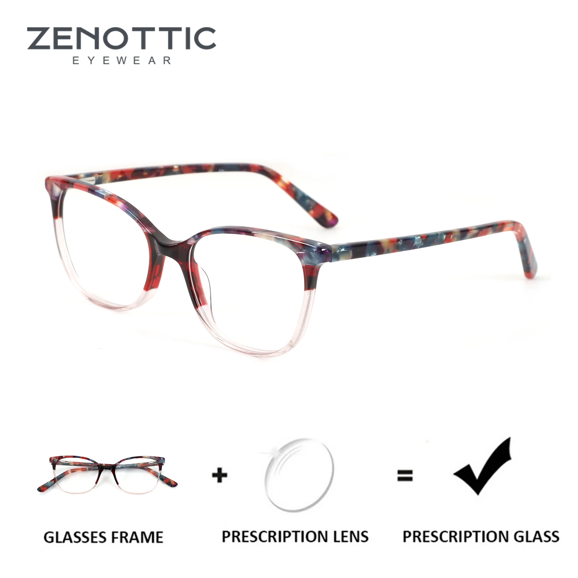 

ZENOTTIC (размер XXS) Женские квадратные очки из ацетата с диоптриями, прогрессивные оптические очки с защитой от синего света, очки для коррекции близорукости