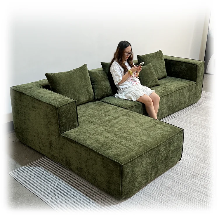 Modern  Compressed Fabric High Density Reclining Corner Sofa Set Easy Assembly Living Room Furniture for Apartments