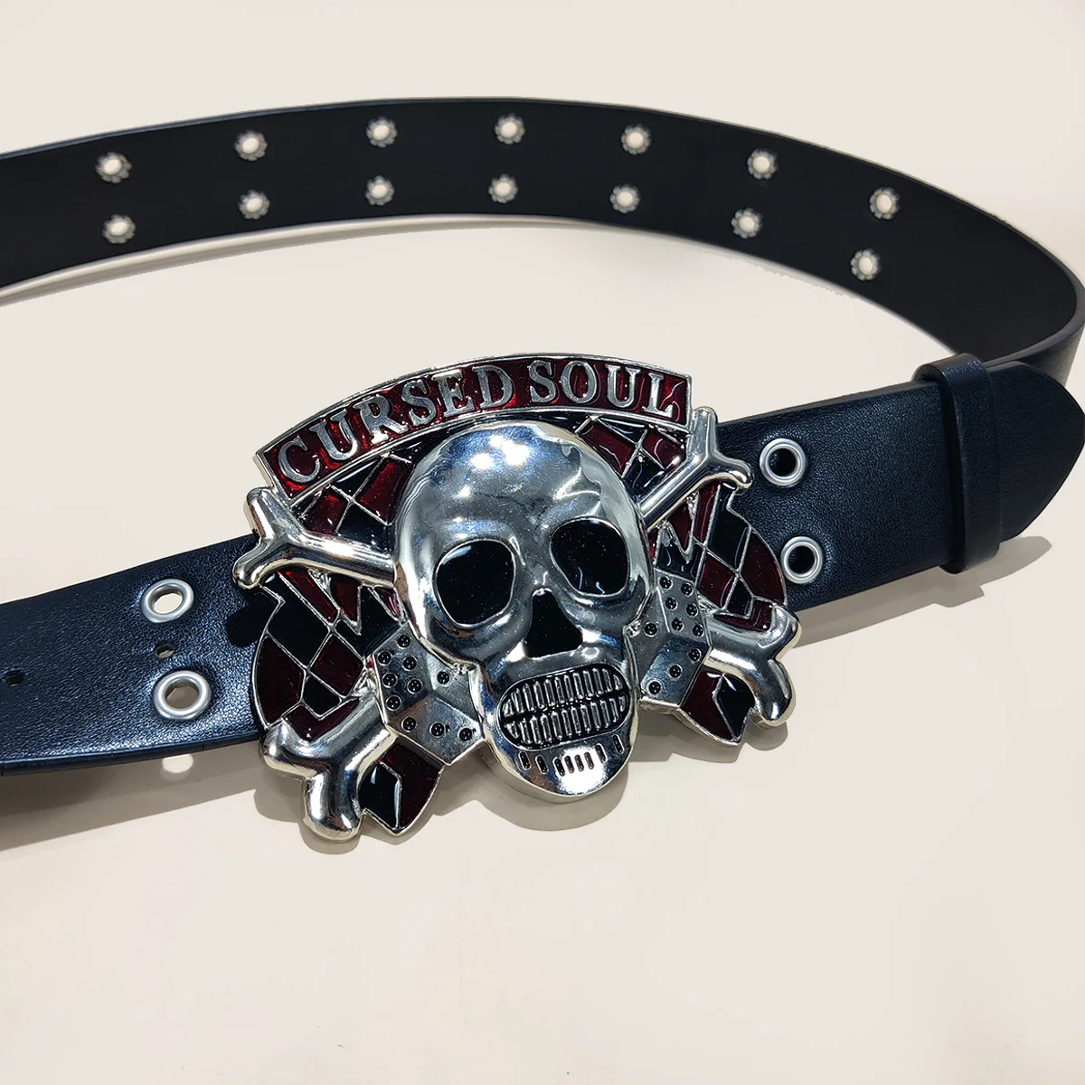 المرأة فاسق الجمجمة حزام Harajuku القوطية Y2K العيينة الهيكل العظمي رئيس الديكور حزام الرجال الفتيات حزام جلد اكسسوارات الهالوين #6