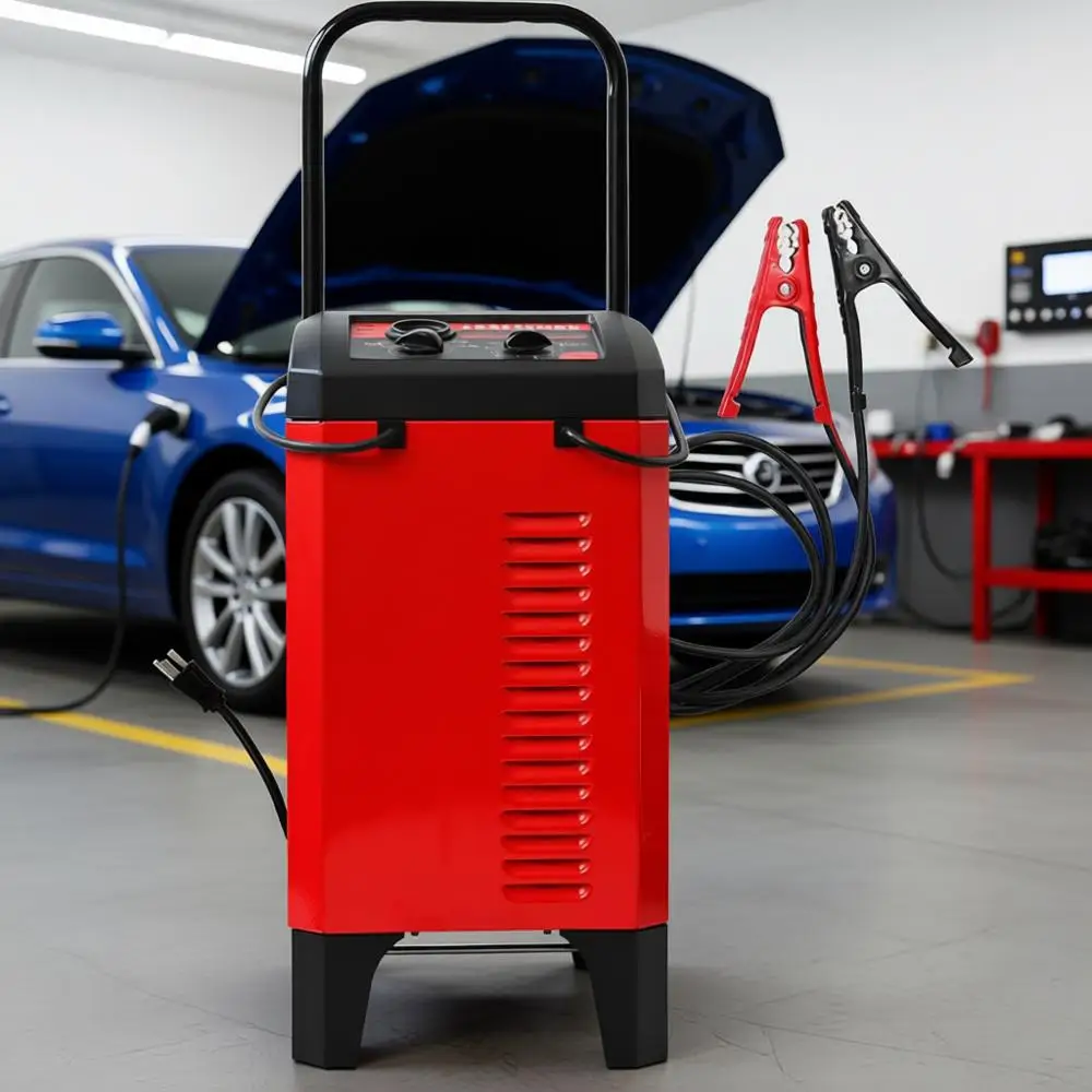 

Wheeled Manual 6A Car Battery and 175A Engine Starter, 2-in-1 Solution, Timer-Controlled, 25A, 12V Power Sport, Automotive, and