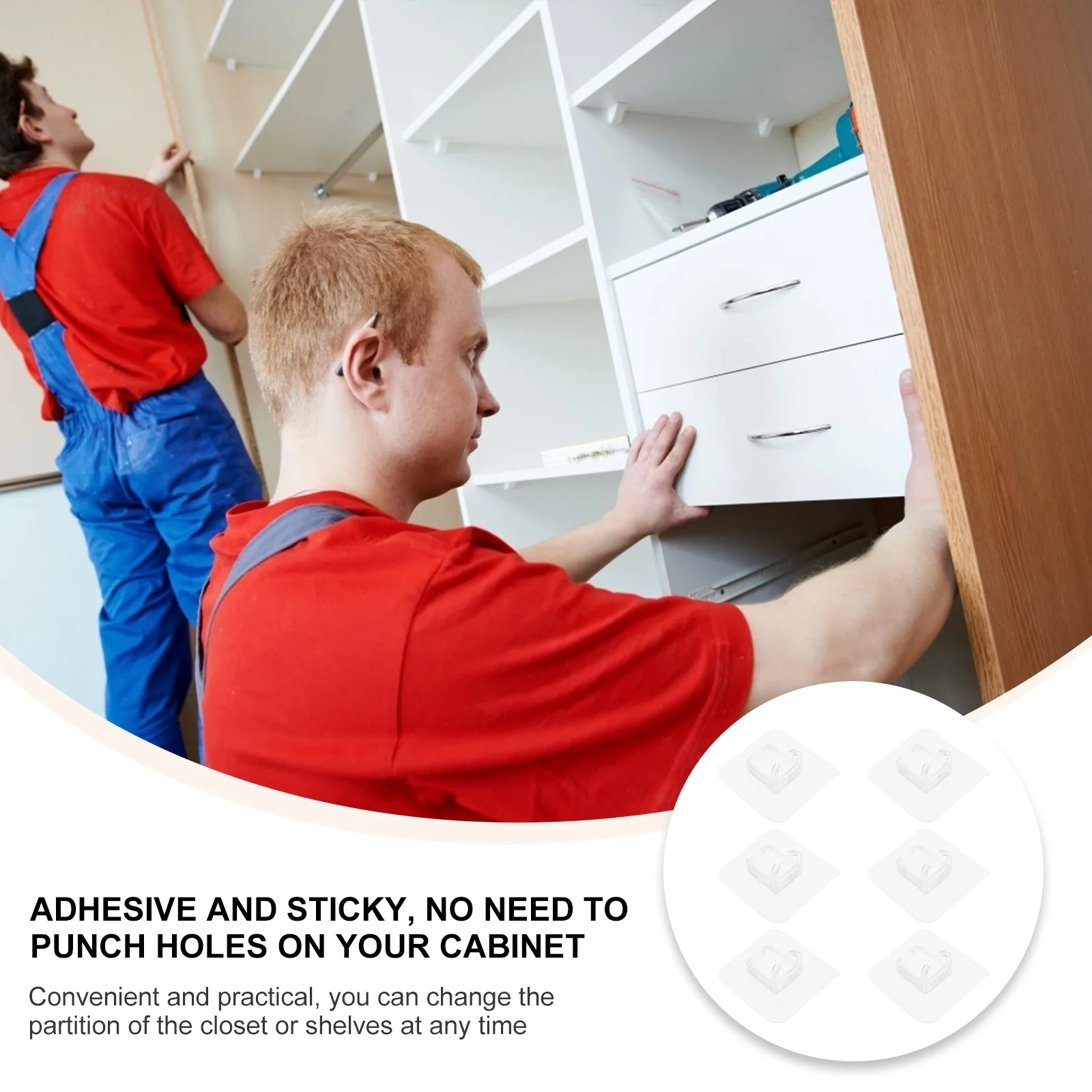 

12Pcs Adhesive Shelf Support Punch Free Closet Dividers Self Stick Bracket Furniture Bookcase Cabinet Organizer