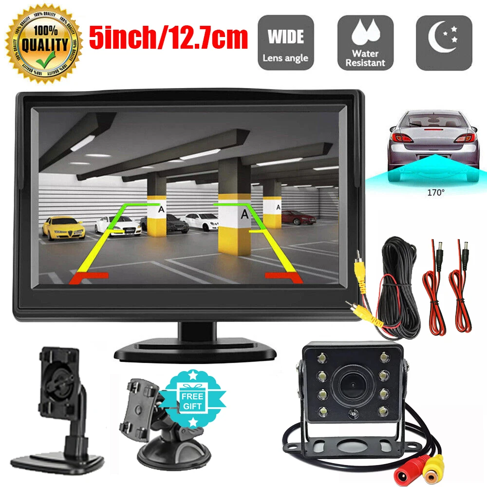 

5" Monitor+170° CMOS Car Rear View Backup Camera Reverse HD Night Vision Waterproof