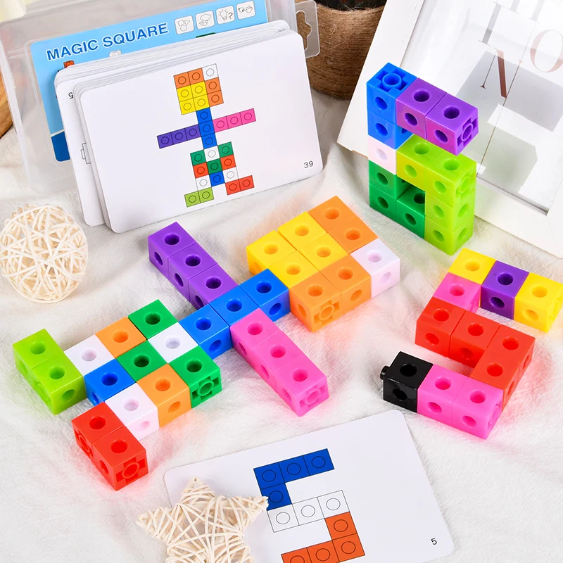 Magic Cube Puzzle Building Blocks Kindergarten Educational Color Recognition DIY Building Blocks Toys Gifts With Changing Colors